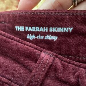 AG Jeans - The Farrah Skinny Burgundy velour type jean